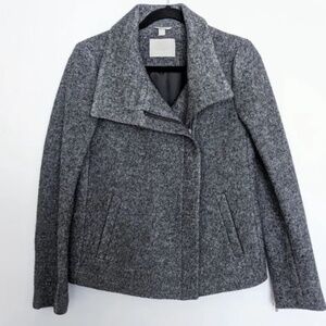 NWOT Soia & Kyo Wool Moto Asymmetrical Zip Jacket Coat Grey XS